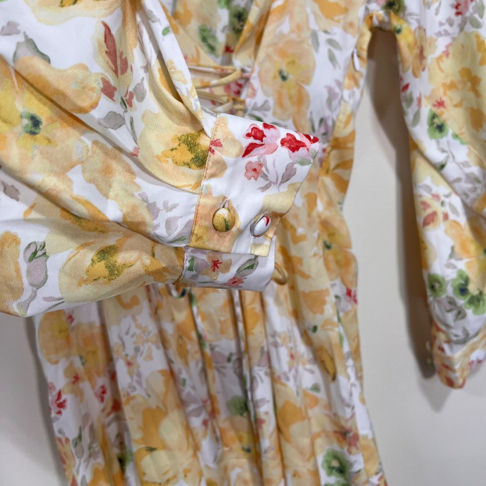 NWT Zara Floral Lace-Up Corset Mini Dress Yellow Size Small A3 - Picture 4 of 9